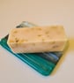 Small turquoise, grey and cream fused glass soap dish - Image 3
