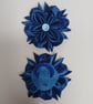 Dark Blue Ribbon Roses with Rhinestones, Cute Toddler Pigtail Elastics, Birthday - Image 3