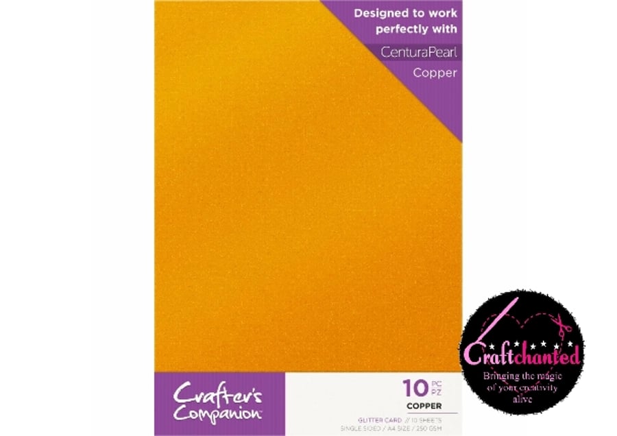 Crafter's Companion - Glitter Card - Copper - A4 - 250gsm - 10 Pack