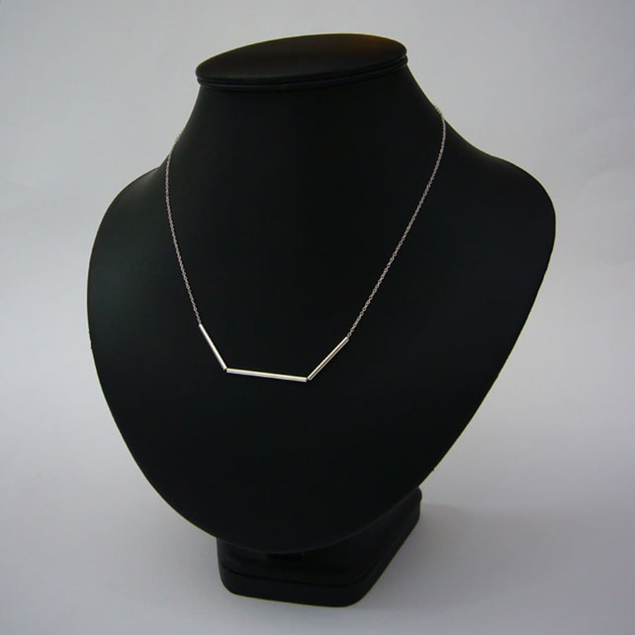 Silver 3 tube necklace