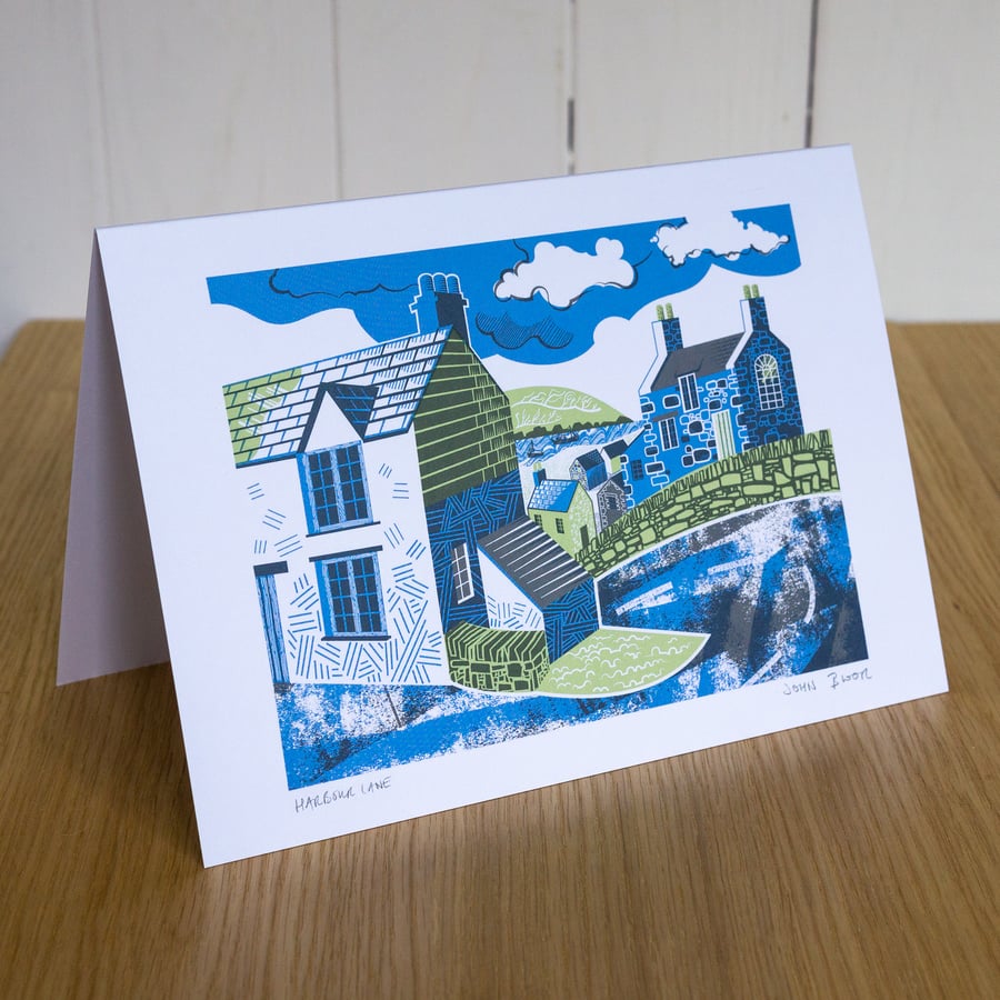 "Harbour Lane" greetings card, blank inside