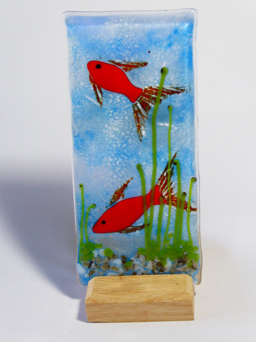 Fused  Glass Fishy Standing Art