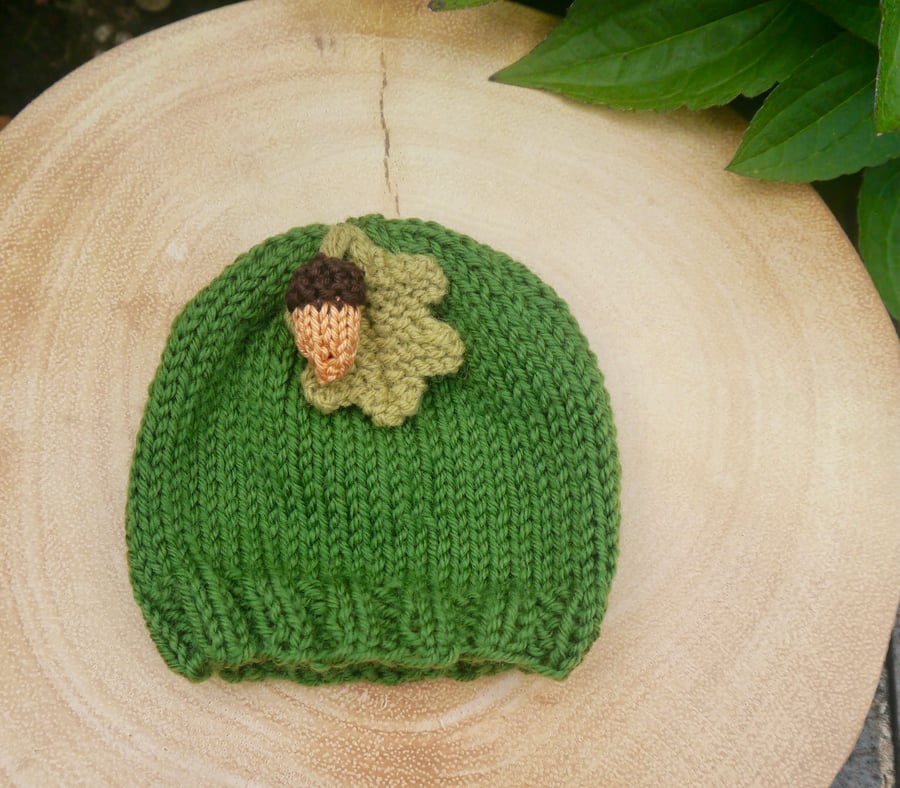Acorn Baby Hat, 0-3 Months Autumn Baby Beanie
