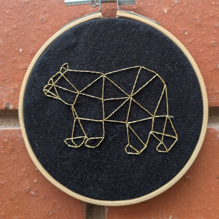4" geometric bear embroidery hoop