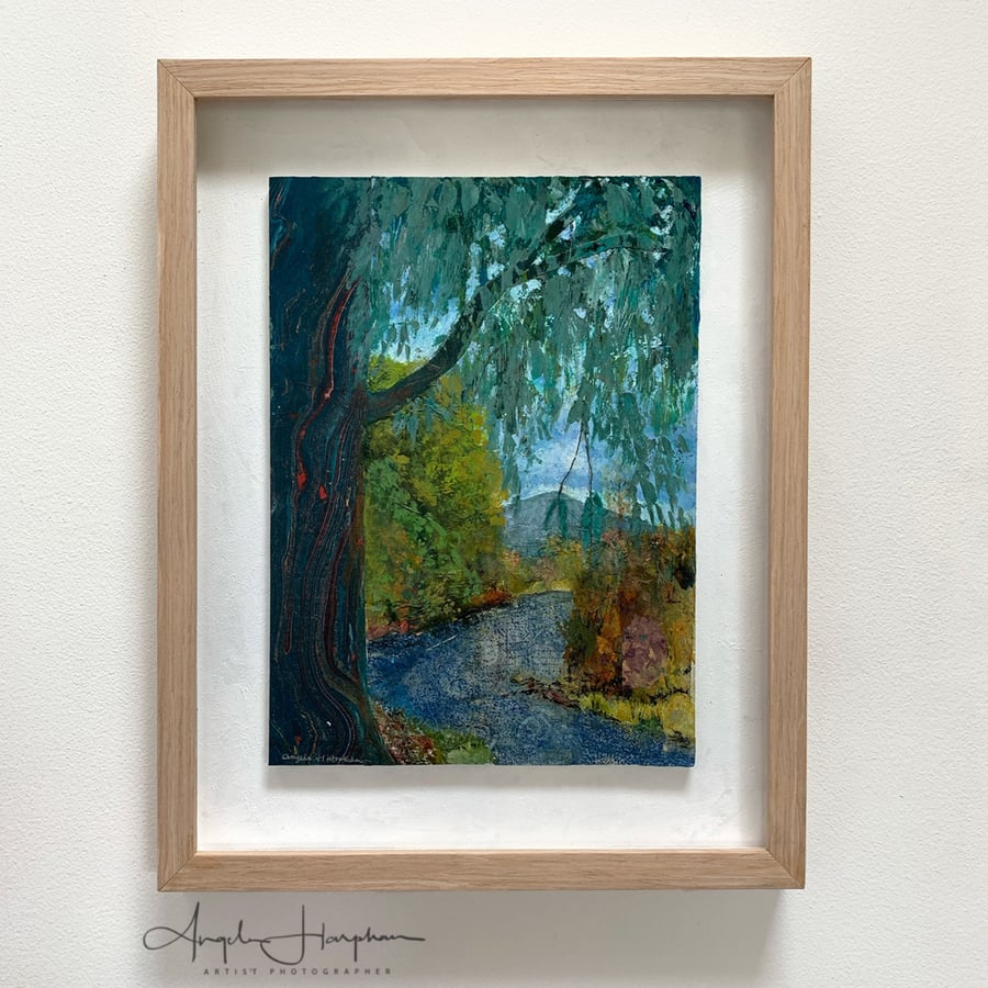 Framed Acrylic Painting with Collage - Tawonga Southern Australia