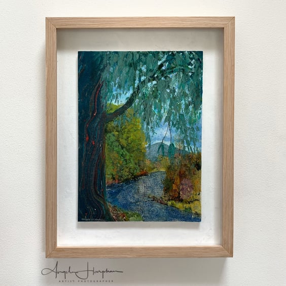 Framed Acrylic Painting with Collage - Tawonga Southern Australia