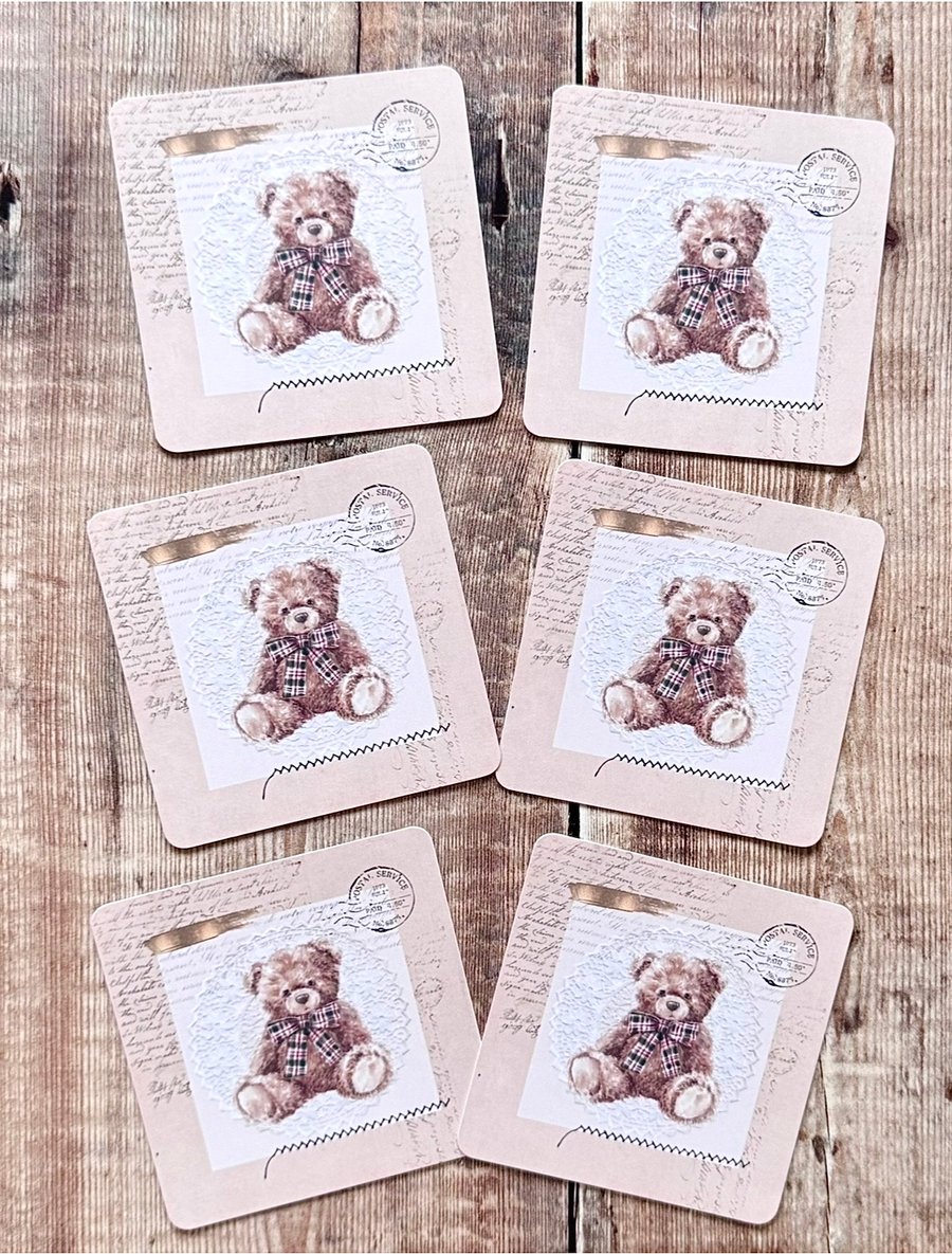 Teddy bear vintage inspired ephemera card toppers
