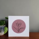 Handmade Embroidered Spring Crocus card, Mother's Day card, Easter card