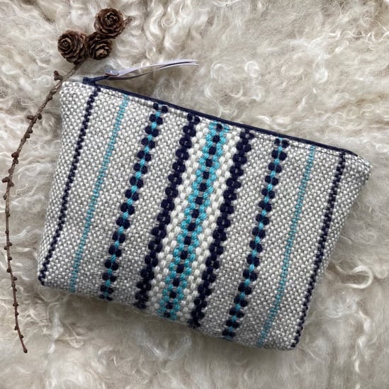 Wool Pouch - Sky Blue. Handwoven in Wales