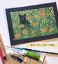Black Cat Among the Cosmos, original cat art, animal wall art, drawing - Image 8