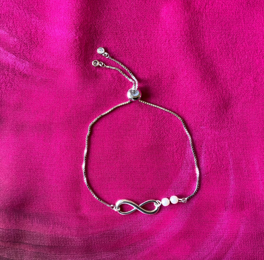 Infinity & Pearl Slider Bracelet