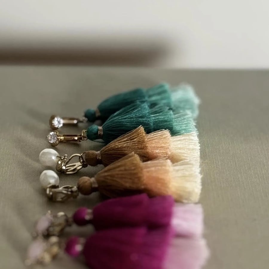 Chip-on 3 Layers Tassel Water-drop with Pearl Rhinestone Earrings