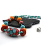 coral pink spot lampwork glass beaded necklace - Image 3