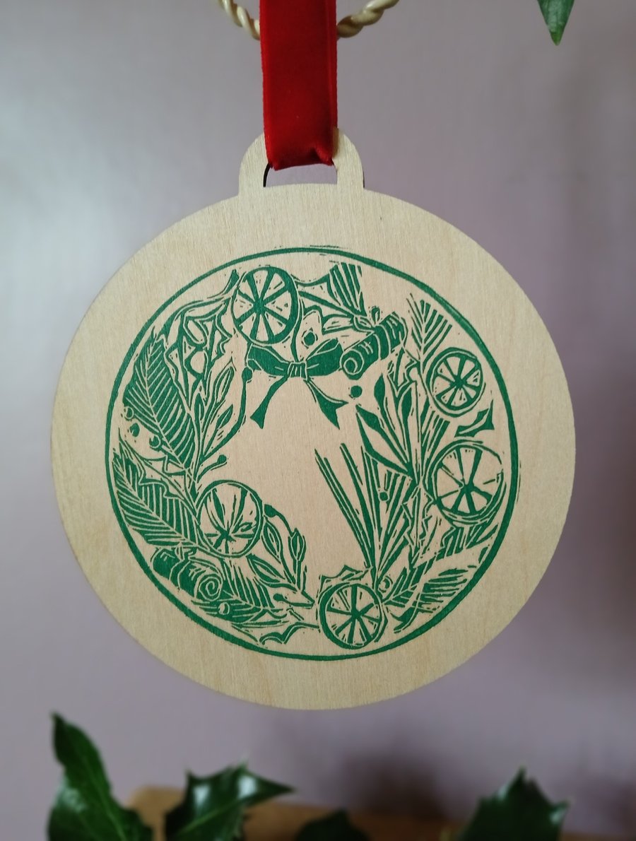 Large Festive Bauble Decoration, 2D Circular Shape