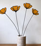 Stained Glass Yellow Poppy, Wildflower, Everlasting Handmade Wild Flowers