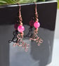 Pink Agate & Copper Dangle LOVE  Earrings Gift Crystal Jewellery Jewelry  - Image 7