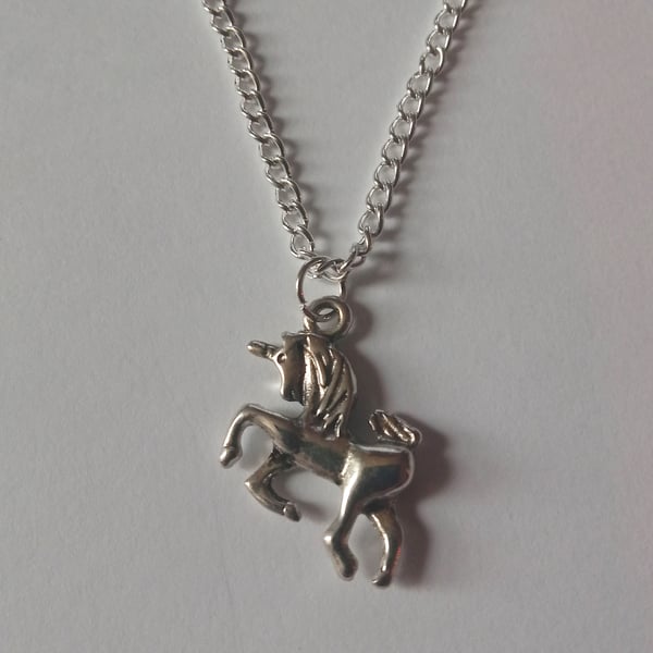 Silver Plate Unicorn Necklace