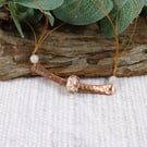 Copper Rose Necklace. Glass Lampwork Bead with Rose Quartz.