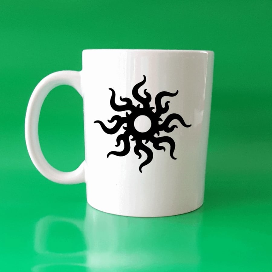 Personalised Tattoo sun Mug, ceramic mugs, coffee mugs, birthday gifts for men