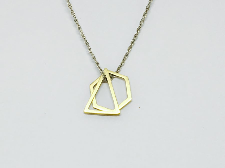 Brass triangle and hexagon shape pendant