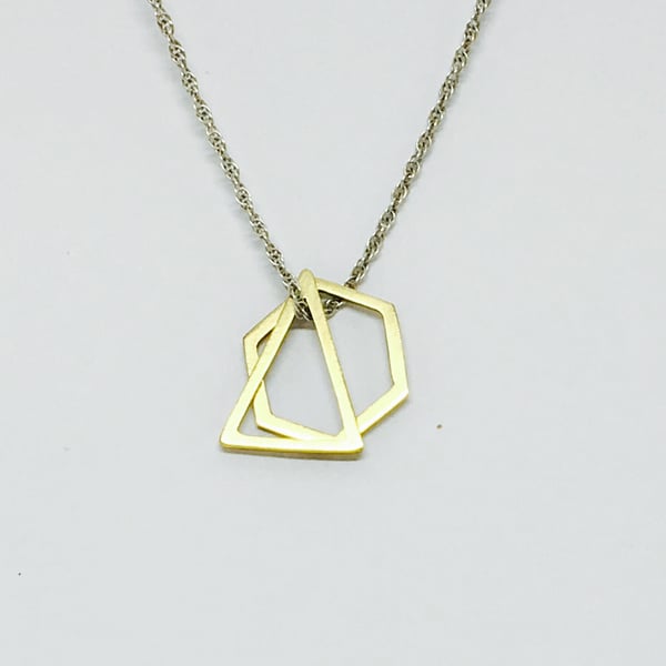 Brass triangle and hexagon shape pendant