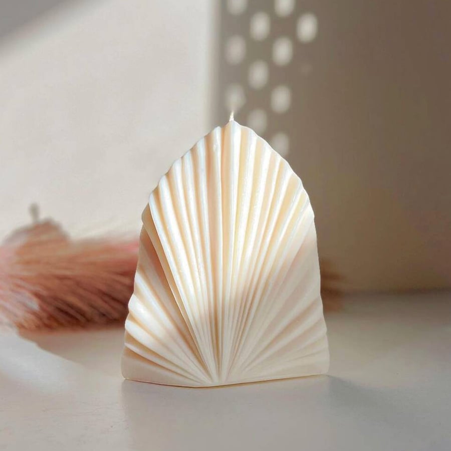 Palm Leaf Candle - Palm Spear Candles - Large White Pillar Candle 