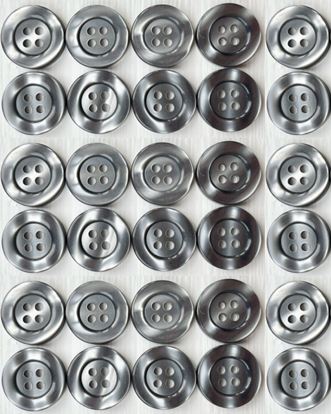 30 Grey Pearl Effect 18mm Buttons, Pearlised, Wide Rim, Variegated