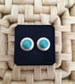 Scroll Edged Teal Studs - Image 1