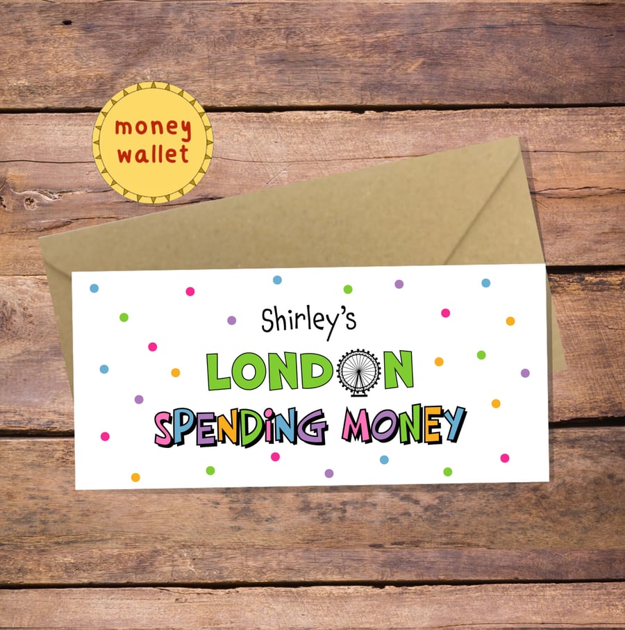 London Spending Money Wallet Card - cash gift envelope