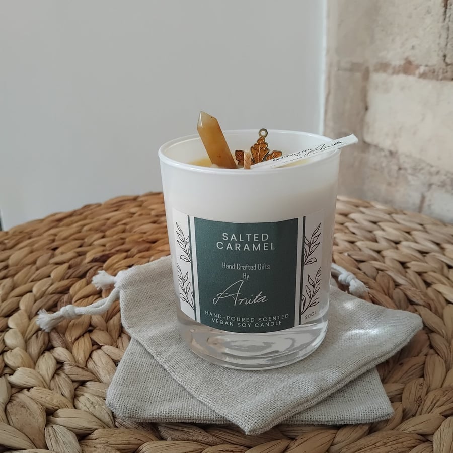 Salted Caramel scented vegan soy wax candle