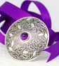 Handmade large sterling silver brooch with an amethyst stone and a leaf pattern. - Image 2