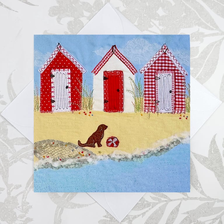 Beach Huts birthday card 