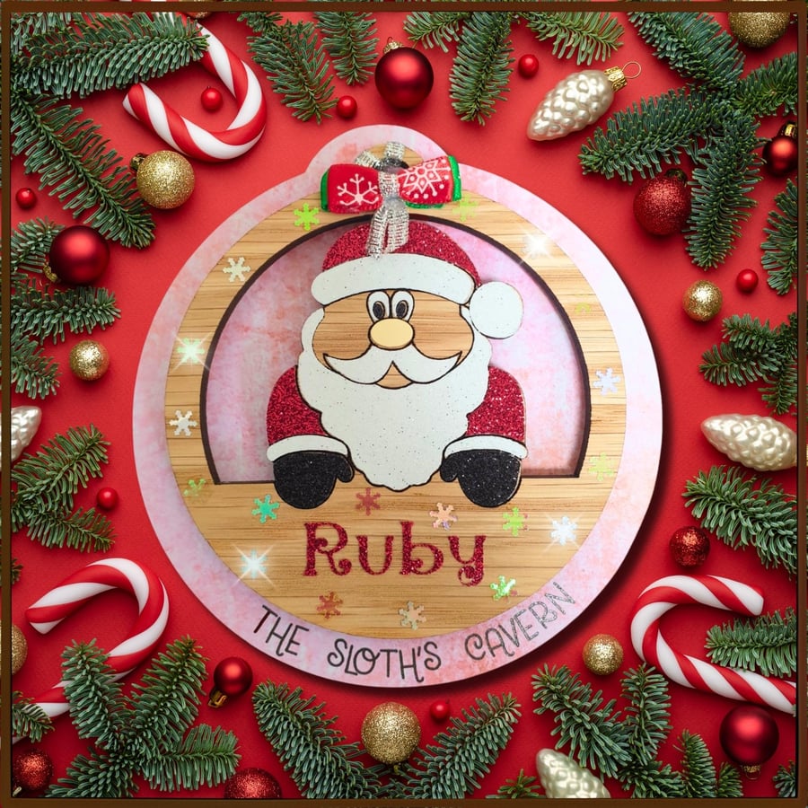 Personalised Christmas Decoration - Father Christmas Hanging Ornament