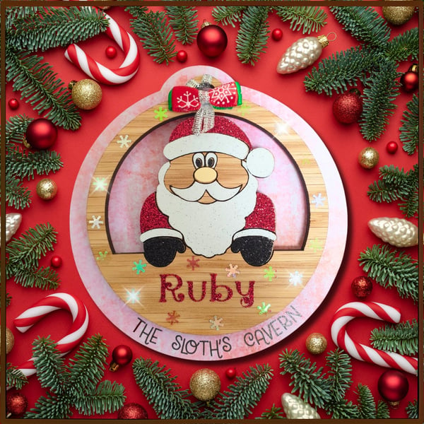Personalised Christmas Decoration - Father Christmas Hanging Ornament