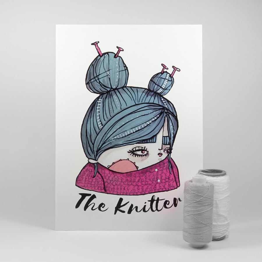 'The Knitter' Artwork Poster Print