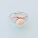 Round Freshwater Pearl Adjustable Sterling Silver Ring 