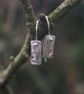 Textured Eco Silver Rectangle Drop Earrings - Image 4