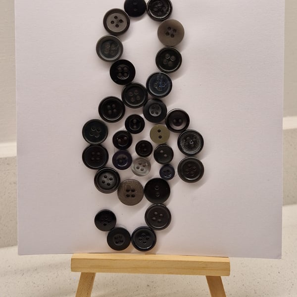 Large treble clef musical note handmade card buttons