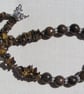Brown Bronzite & Gold Tiger Eye Gemstone Chunky Statement Necklace "Cognac" - Image 5