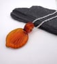 amber leaf lampwork glass pendant - Image 2