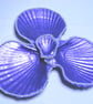 Metallic purple scallop shell trinket dish with pearl trim. - Image 2