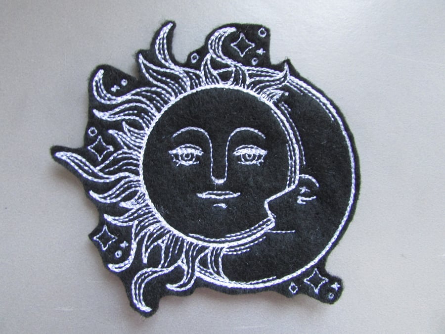 Sun and Moon Embroidered Sew on Applique Patch