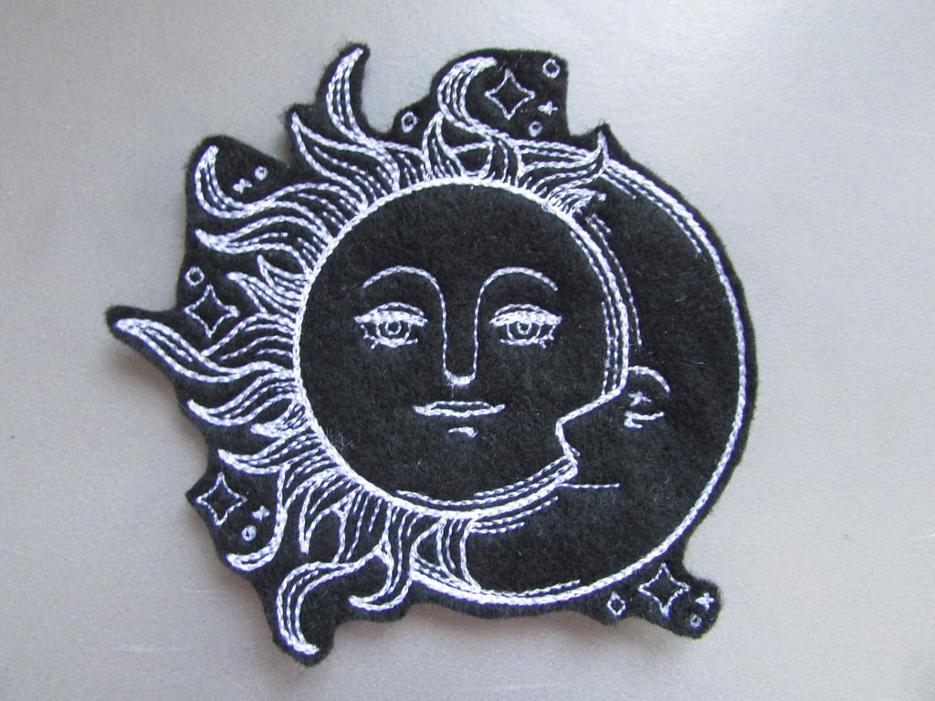 Sun and Moon Embroidered Sew on Applique Patch