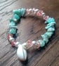 "Mermaid" - Stretchy crystal chips, beads and shell bracelet 