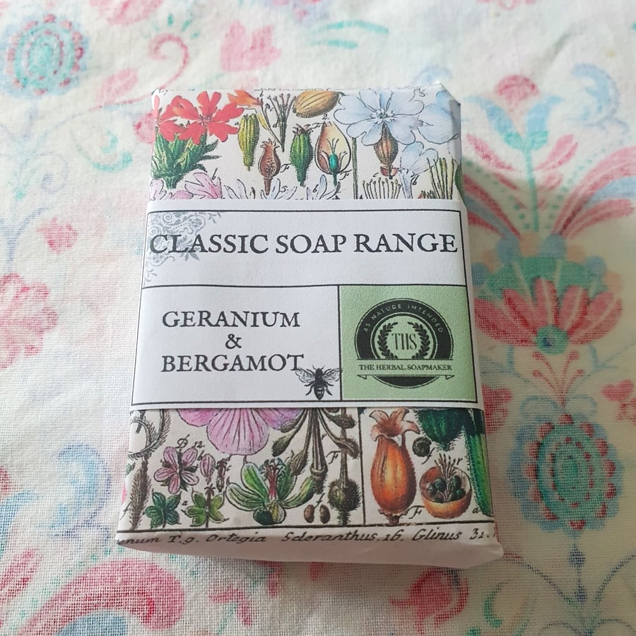 Geranium & Bergamot handmade natural bar soap - 30% OFF SALE