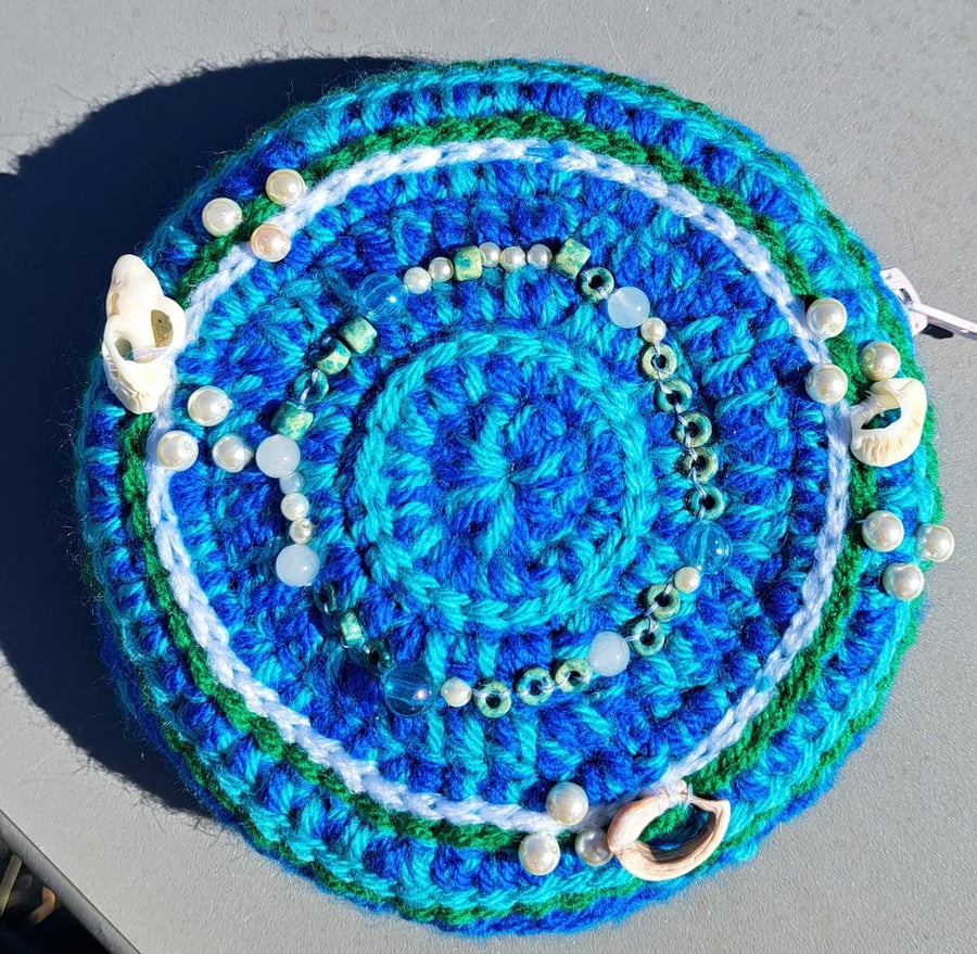 Ocean inspired Crochet purse with shell