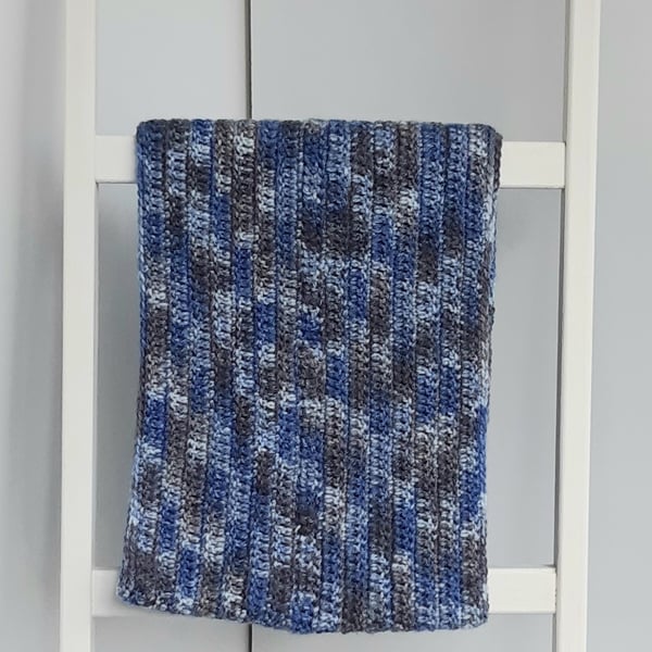  Handmade blue and grey adult classic scarf 