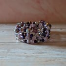 Amethyst Twilight, Sparkly Purple & Gunmetal Memory Wire Bracelet