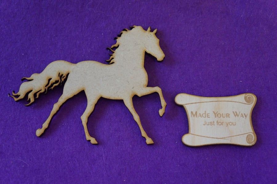 MDF Fairytale Princess Horse 10cm - Laser cut wooden shape