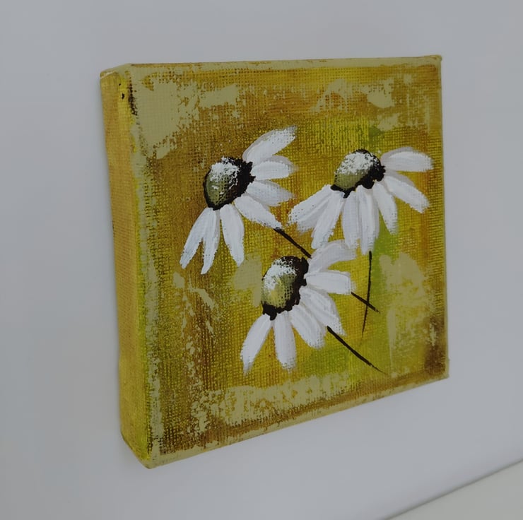 Original White Daisies Small Hand Painted Canva... - Folksy